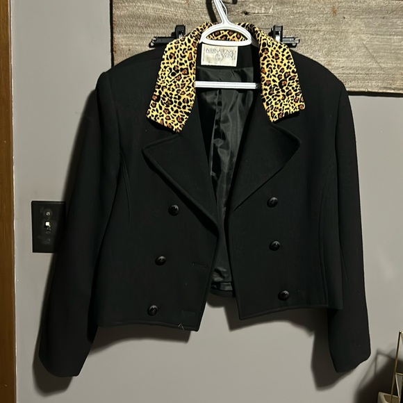 Vintage Animal Print Cropped Wool Blazer leopard 🐆TRENDING - Picture 1 of 13